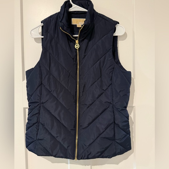 Michael Kors Jackets & Blazers - Michael Kors Navy Quilted Puffer Vest with Gold-Tone Zip Pull